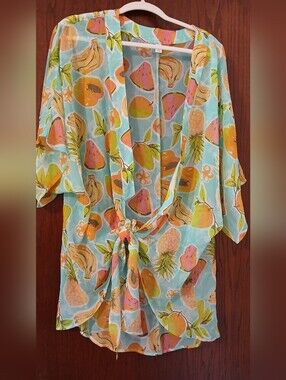 Cato Fruit Print Kimono Cover Up